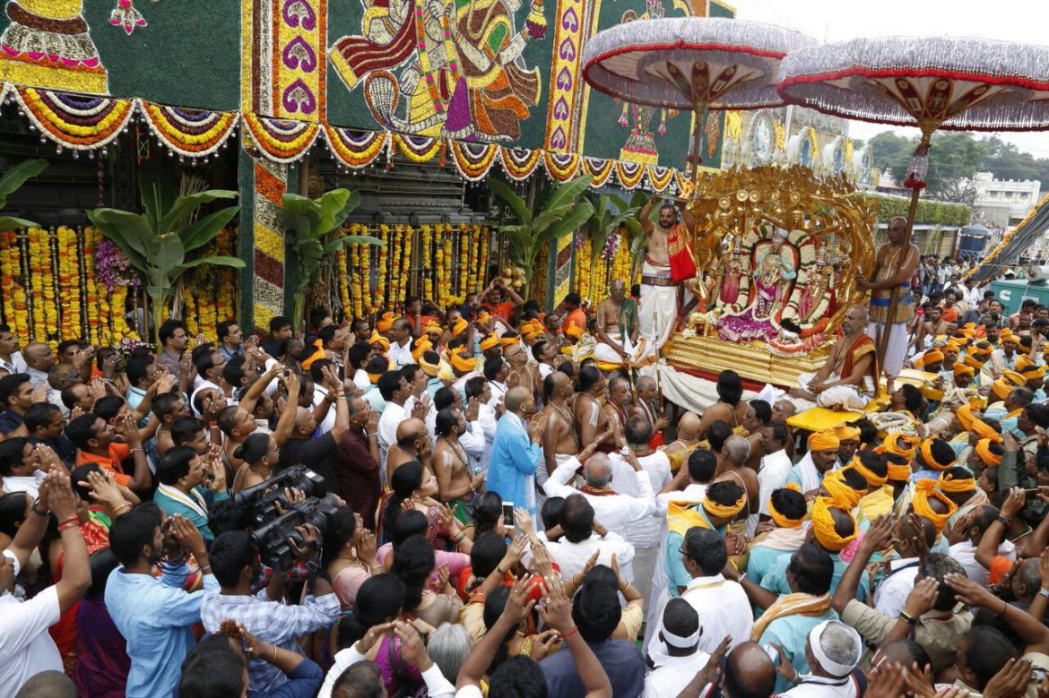 Kalpavriksha Vahana Seva in Tirumala on Fourth day of Brahmotsavam ...